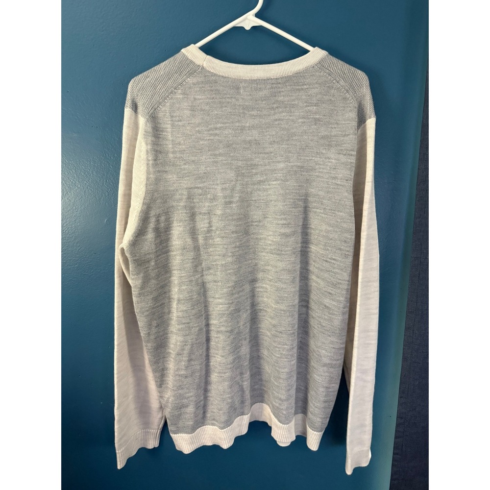 APT 9 Mens Long Sleeve Crew Neck Sweater XL Gray White Standard Fit